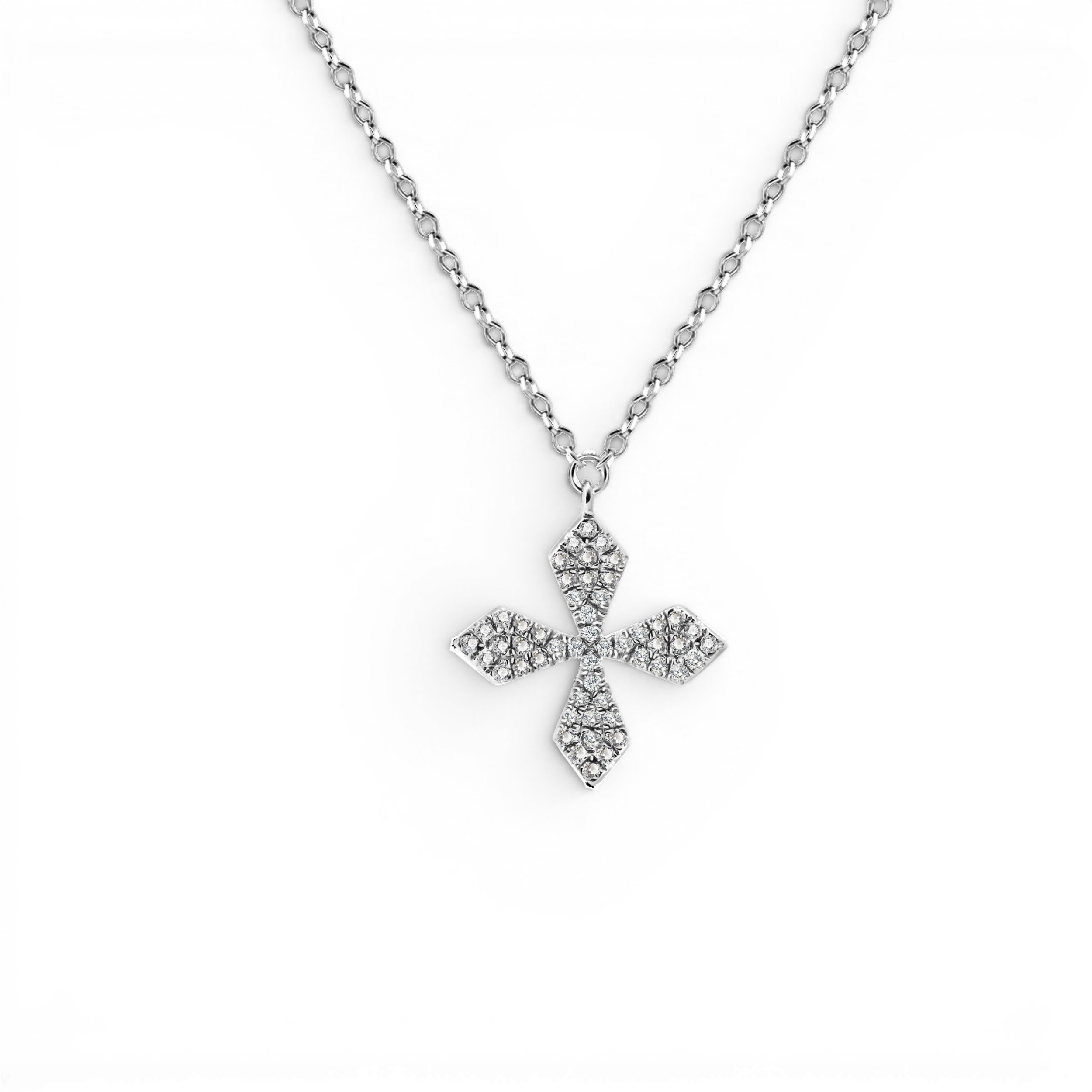 Clover Cross四葉十字 天然鑽石項鍊