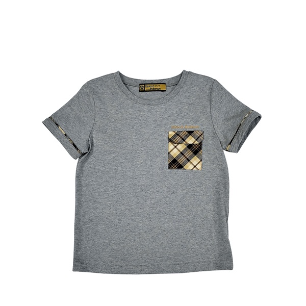 格紋造型口袋圓領T