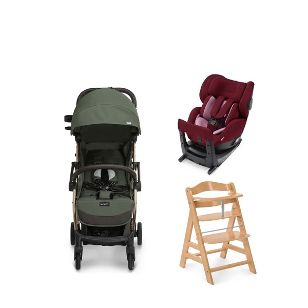 Leclerc極輕量自動秒摺推車+RecaroSalia Select汽座+德國Hauck  Alpha+櫸木高腳餐椅基本款