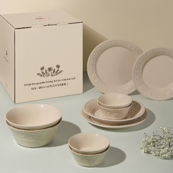 STAUB Margaret 浪漫浮雕下午茶陶瓷碗盤10件組(燕麥白)