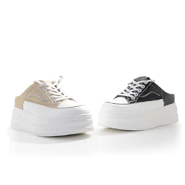 免綁帶厚底穆勒休閒鞋