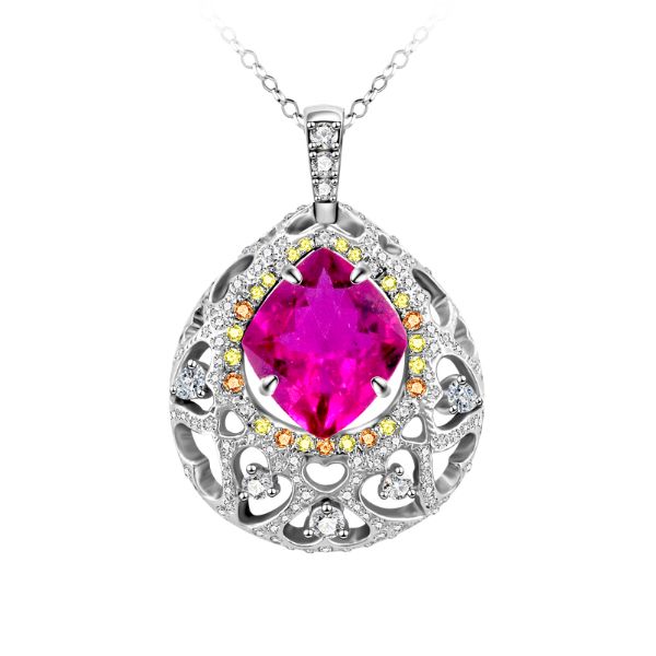 3克拉天然碧璽鑽石墜