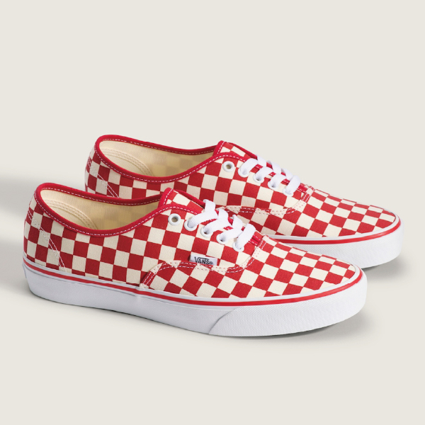 Authentic 紅色棋盤格滑板鞋