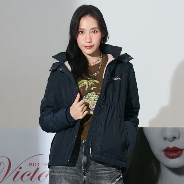 防撥內刷毛圓袋修身外套