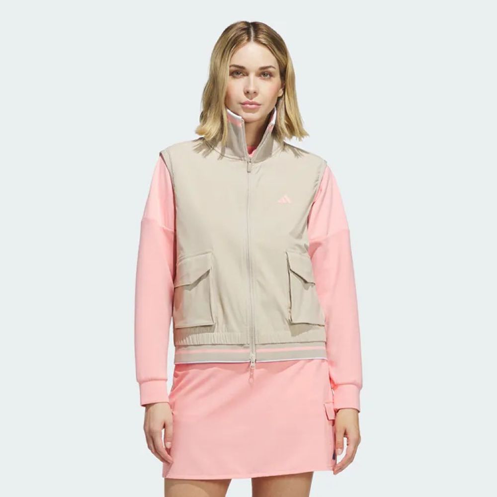 Adidas Golf-【ULTIMATE 365 CLUB】防風翻領背心(女)-卡其色