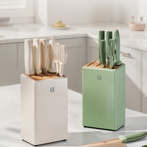 ZWILLING NOW PRO 玫瑰鈦金七件式刀座組 (薄荷綠/奶油白)
