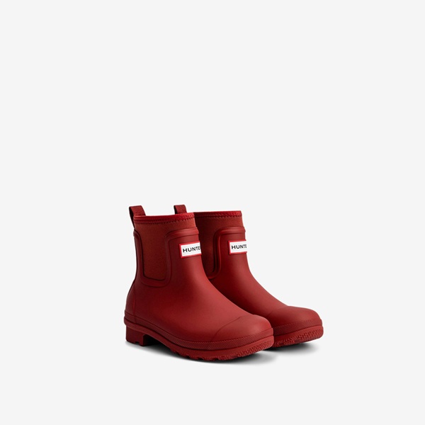 Original潛水布拼接切爾西踝靴-磚紅色